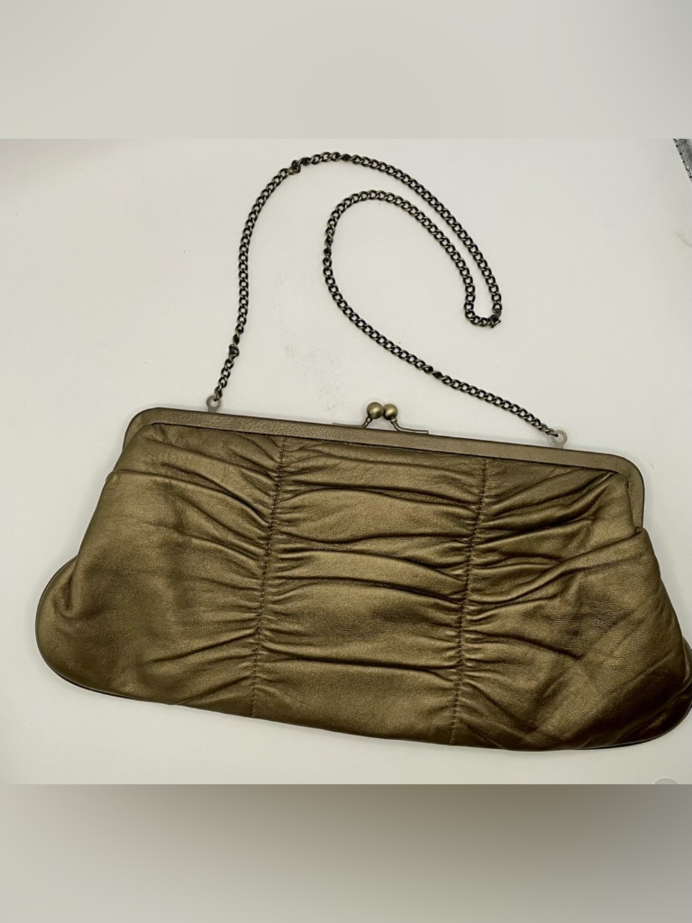 Hobo International Bronze Metallic Leather clutch optional fold away chain strap - Picture 9 of 9